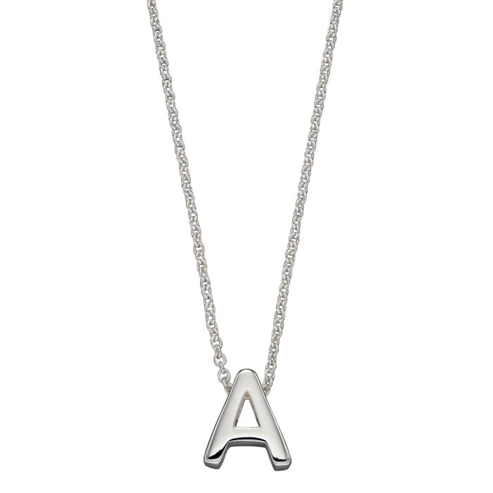 GKO Letter A Sterling Sliver Sliding pendant and Chain