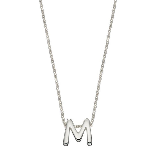 GKO Letter M Sterling Silver Sliding Pendant and Chain