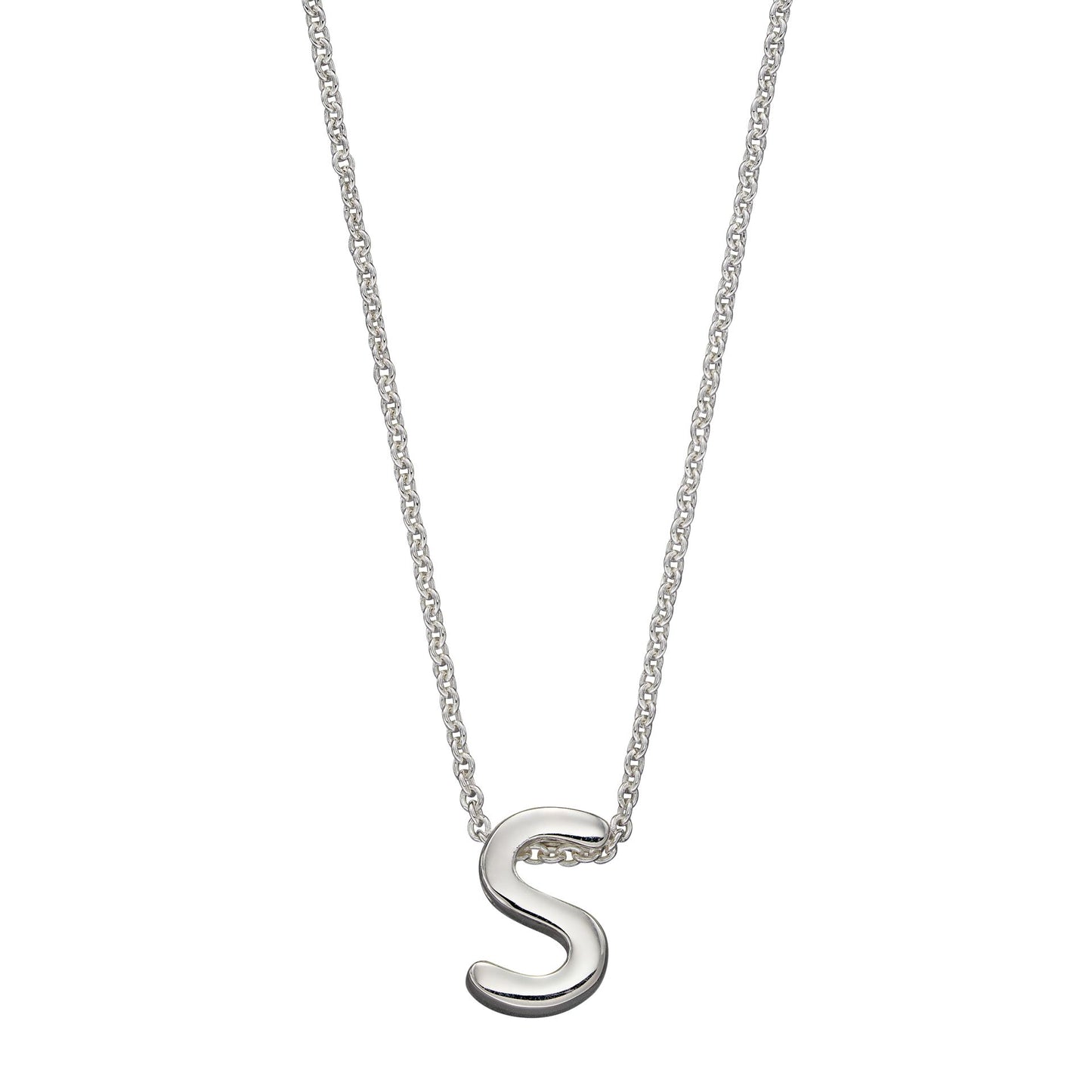 GKO Letter S Sterling Silver Sliding Pendant and Chain