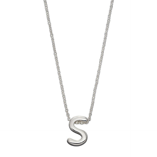 GKO Letter S Sterling Silver Sliding Pendant and Chain