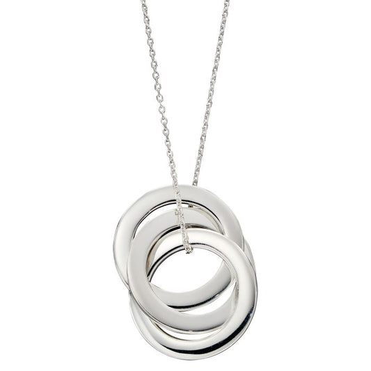 GKO Sterling Silver Engravable Triple Interlinked Circle Necklace