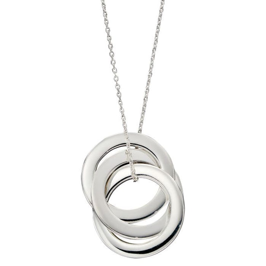 Streling Silver Engravable Triple Interlinked Circle Necklace GKO