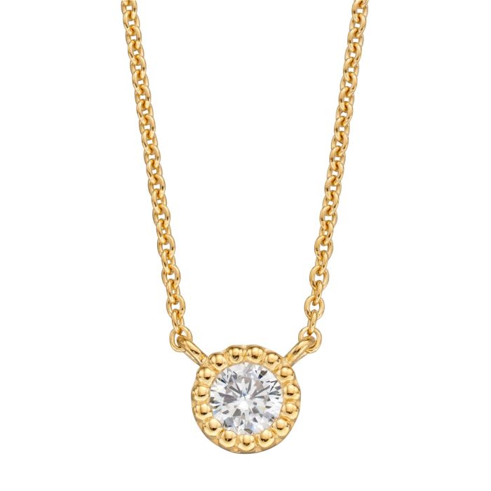 GKO Gold Millegrain Cubic Zirconia Necklace