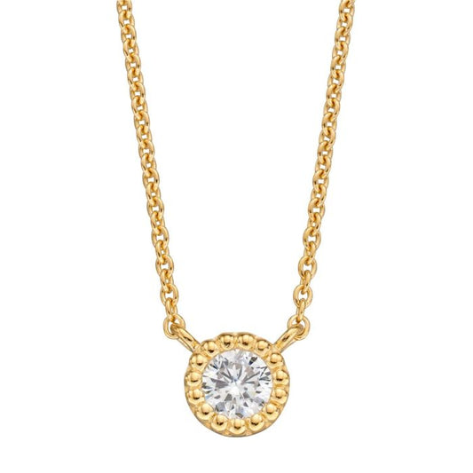 GKO Gold Millegrain Cubic Zirconia Necklace