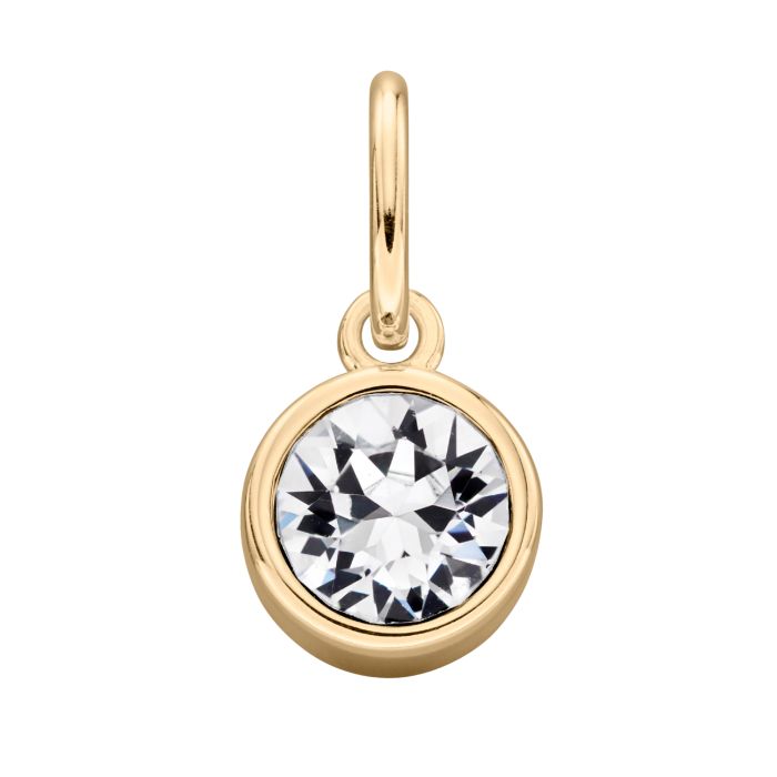 GKO Gold & Crystal Birthstone Charm & Disc Necklace-Crystal (April)