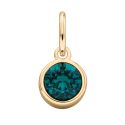 GKO Gold & Crystal Birthstone Charm & Disc Necklace- Emerald (May)