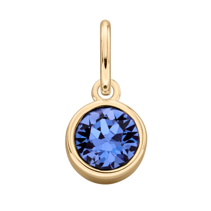 GKO Gold &  Crystal Birthstone Charm & Disc Necklace-September