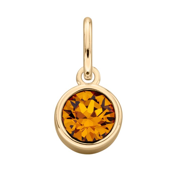 GKO Gold & Crystal Birthstone Charm & Disc Necklace-Topaz (November)