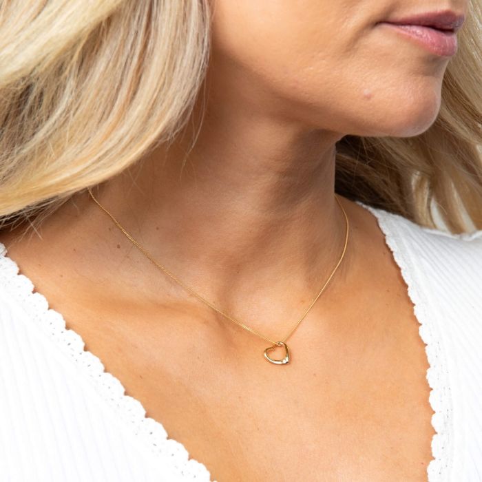 GKO Slip On Gold Heart Pendant Necklace