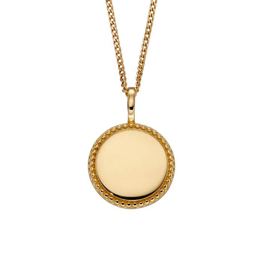 GKO Gold Engravable Millegrain Pendant and Chain
