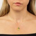GKO Gold & Crystal Birthstone Charm & Disc Necklace- Emerald (May)