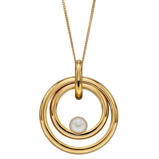 GKO Gold Encased Freshwater Pearl Pendant and Chain