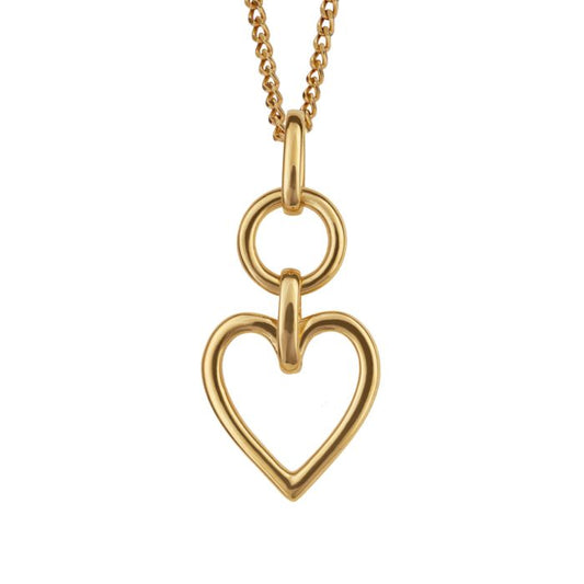 GKO Gold Open heart Drop Pendant and Chain