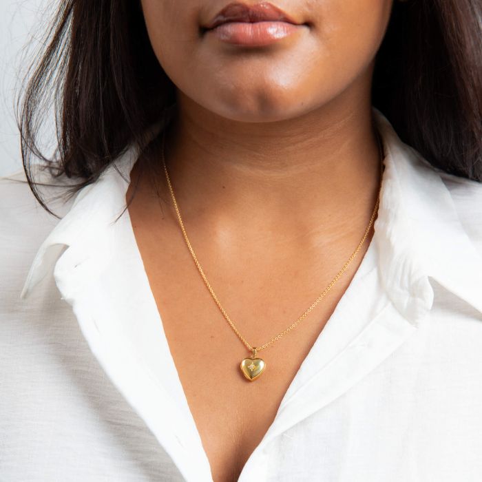 GKO Starburst Locket Gold Pendant Necklace
