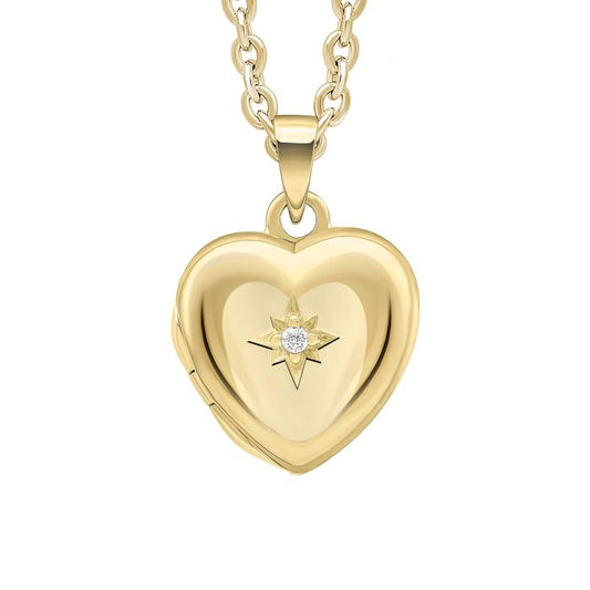GKO Starburst Locket Gold Pendant Necklace
