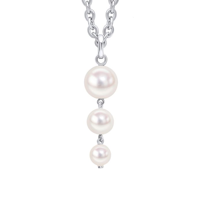 GKO Freshwater Pearl Triple Drop Pendant Necklace