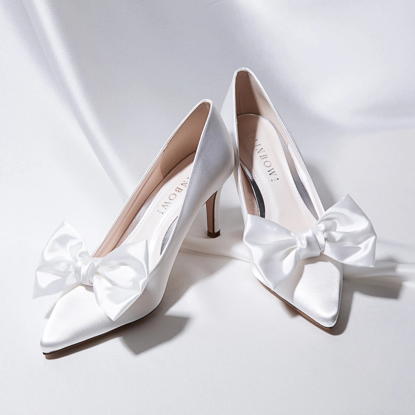 Rainbow Club Alice Ivory Satin Shoe Clips