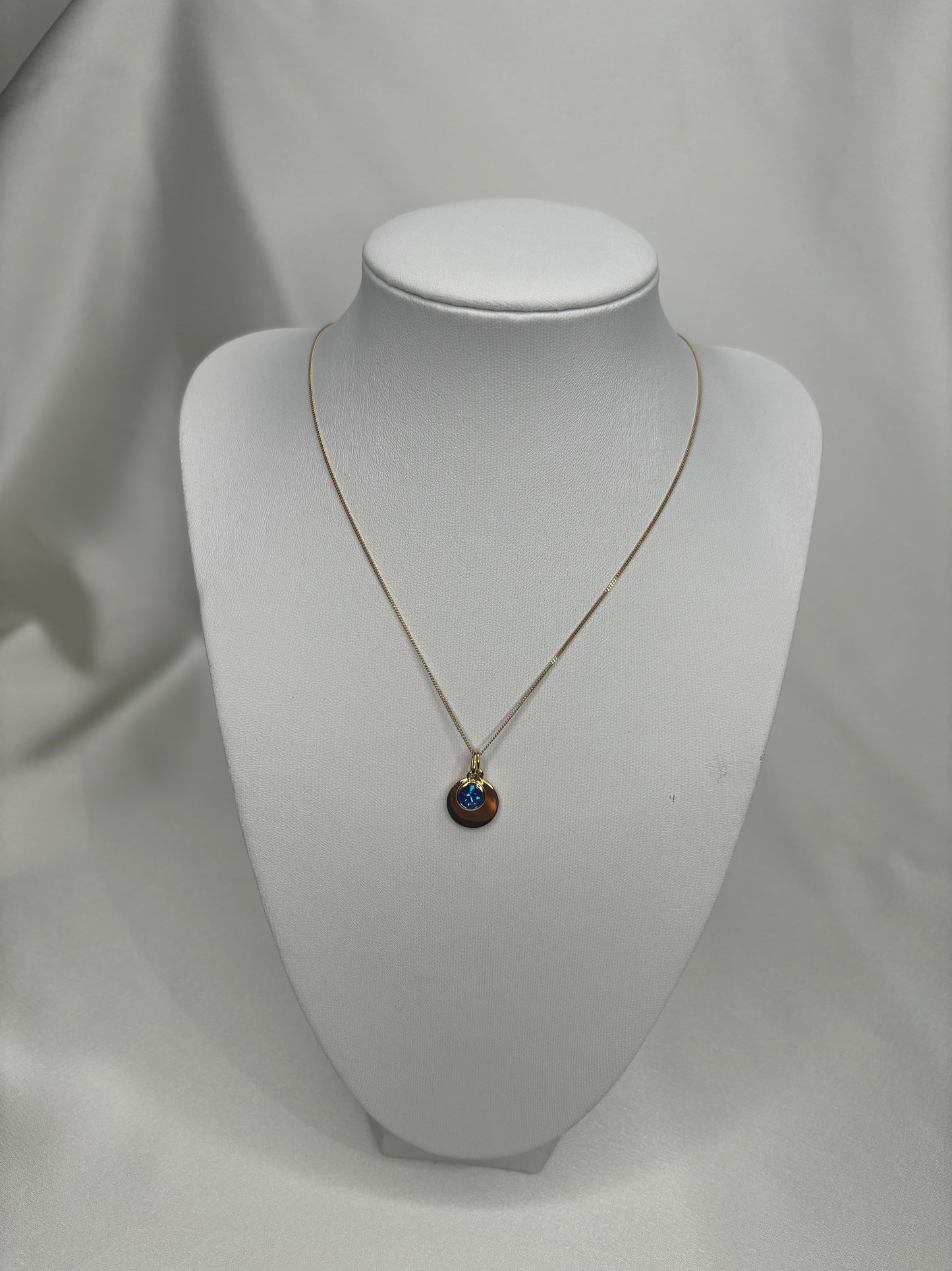 GKO Gold &  Crystal Birthstone Charm & Disc Necklace-September