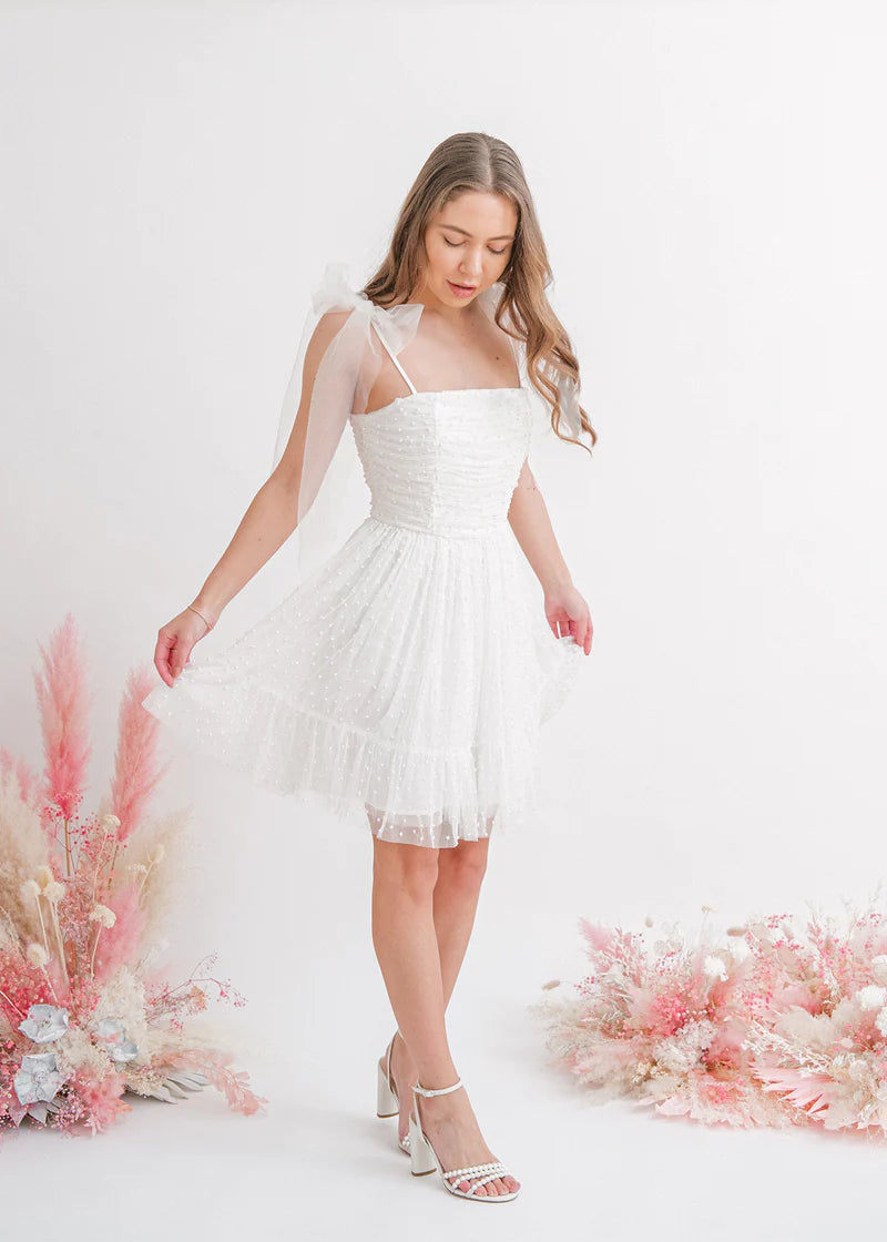 Pearl embellished top mini dress