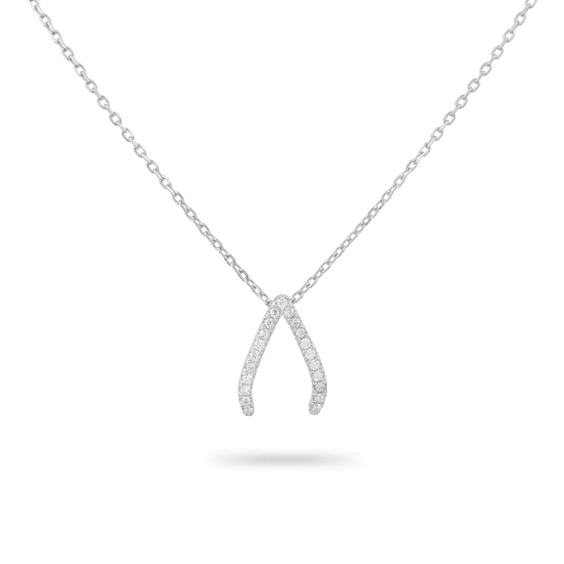 GT Sparkling Wishbone Silver Necklace