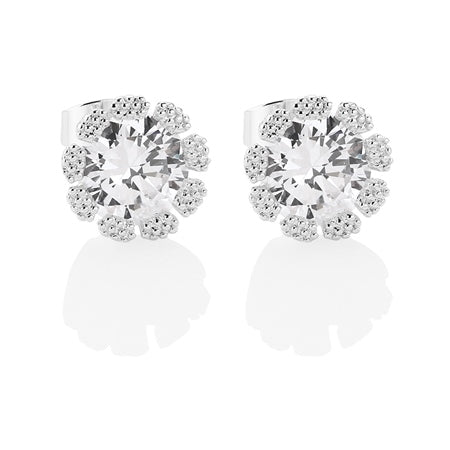 Newbridge Silverware Flower Earrings Clear Stones