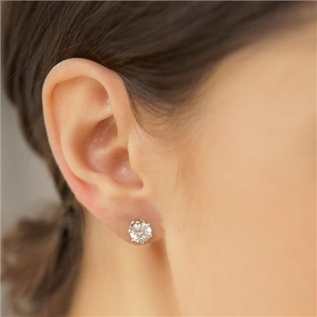 Newbridge Silverware Stud Earrings Round Clear