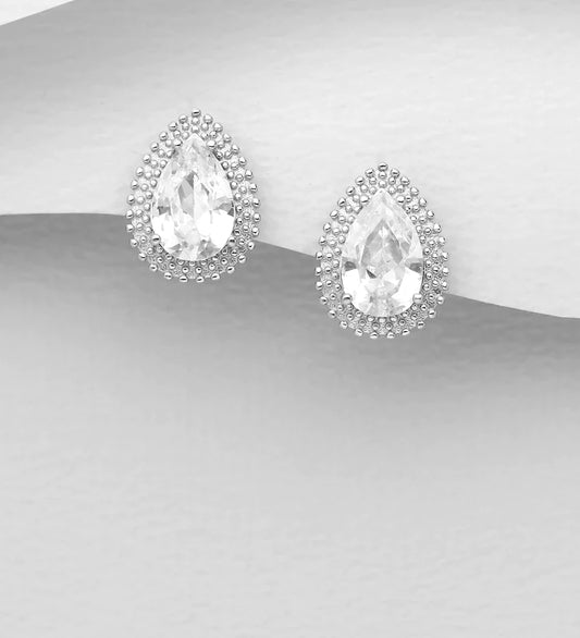 Azure Pear-Shaped Crystal Stud Earrings