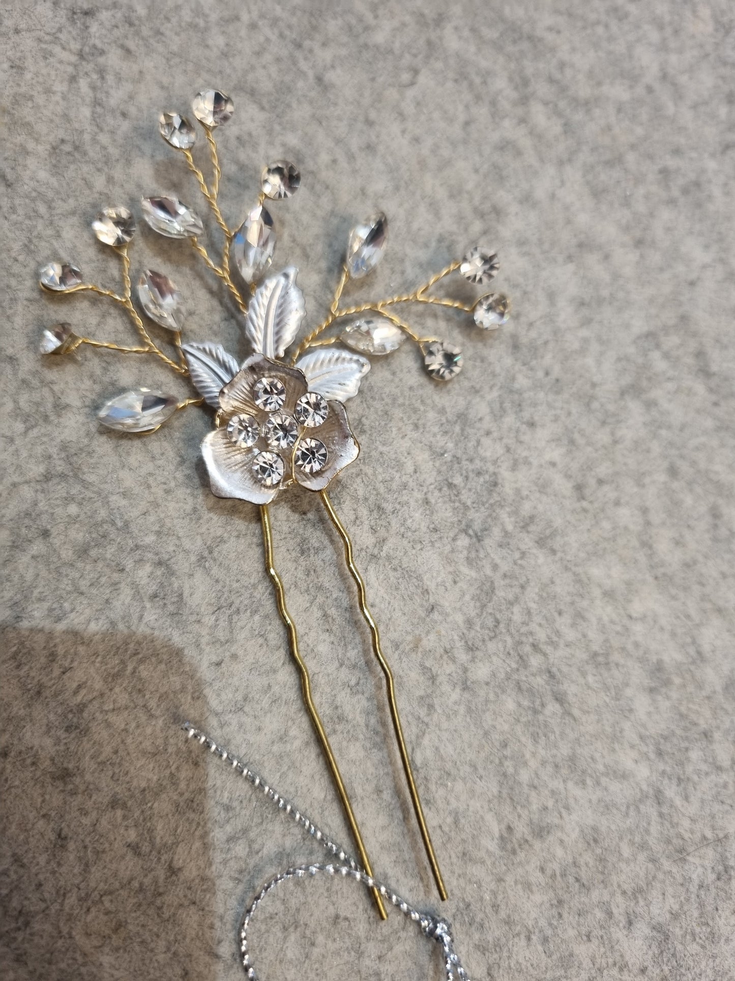 Azure Gold Flower Spray Pin Headpiece