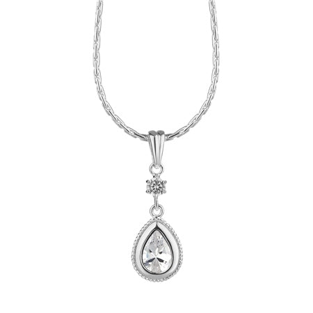 Newbridge Silverware Necklace With Drop Pendant Clear Stone