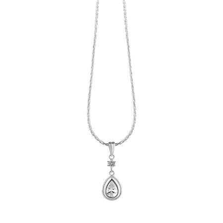 Newbridge Silverware Necklace With Drop Pendant Clear Stone