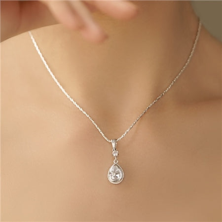 Newbridge Silverware Necklace With Drop Pendant Clear Stone