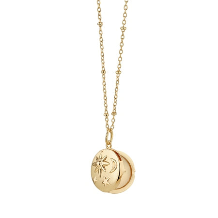 Newbridge Silverware Gold Plated Necklace/ Locket With Sun Moon & Stars