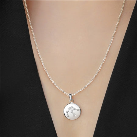 Newbridge Silverware Necklace Zodiac Pendant Aquarius