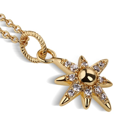 Newbridge Silverware Gold Plated Necklace Star Pendant With Clear Stones