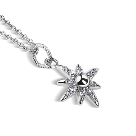 Newbridge Silverware Necklace Silver Plated Star Pendant with Clear Stones