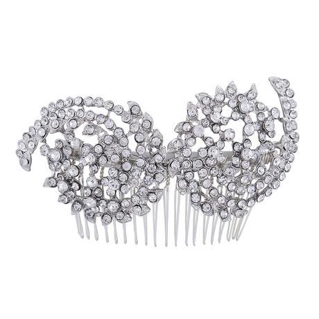 Azure Vintage Spray Double Comb Wedding Headpiece - everly-acbf