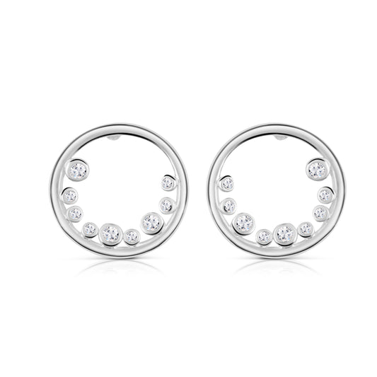 Newbridge Silverware Petite Circular Earrings with Clear Stones