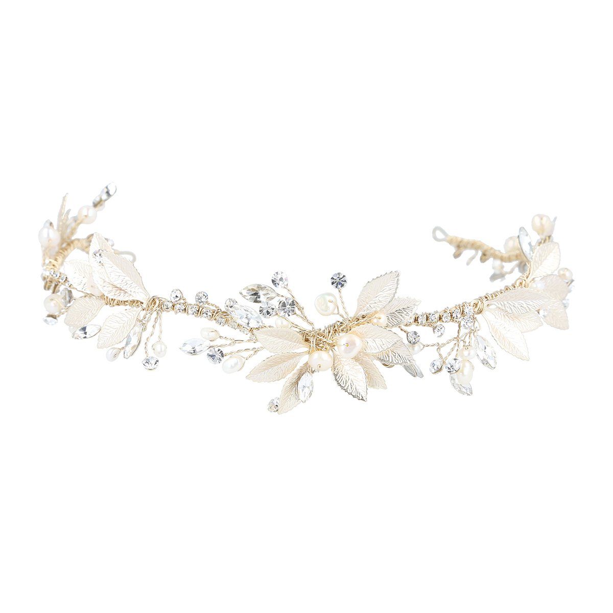 Azure Helen Crown Gold Wedding Headpiece - everly-acbf