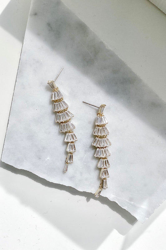 Selah | 18K Gold Crystal Chandelier Drop Bridal Earrings