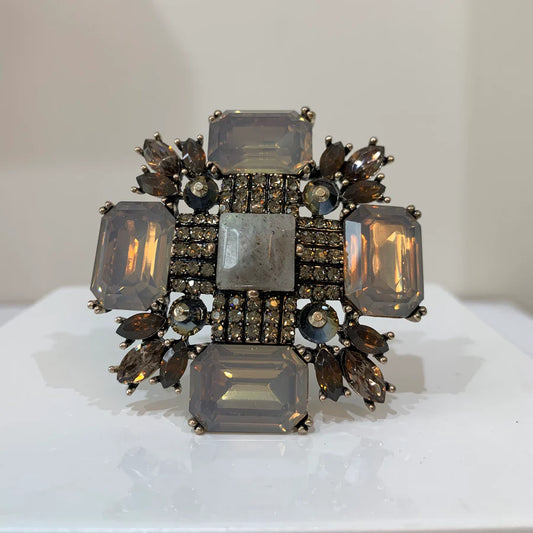 Azure Opal and Amber Gemstone Brooch