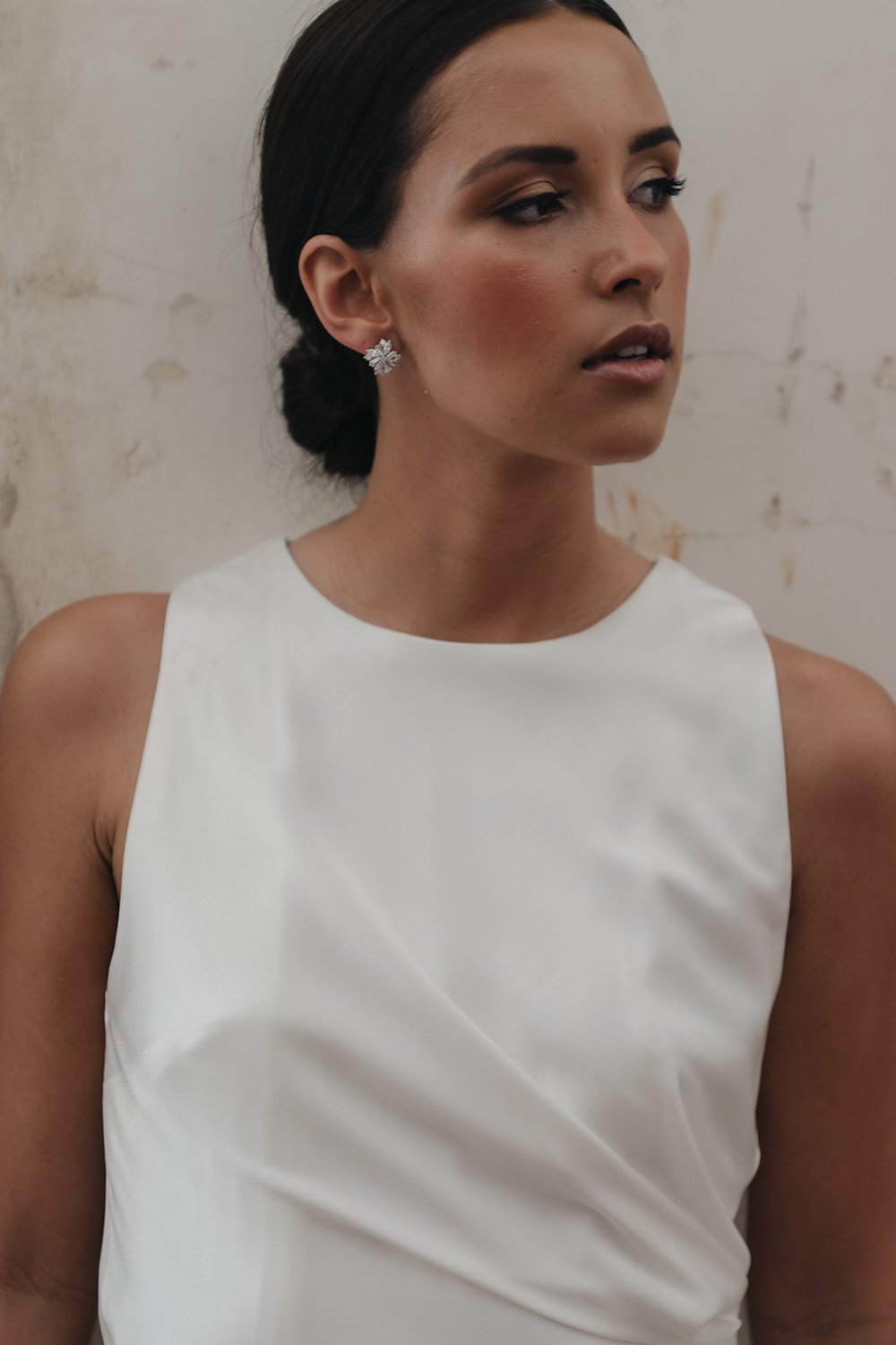 Jade Oi Lily | 18K White Gold Rhinestone Starburst Stud Bridal Earrings