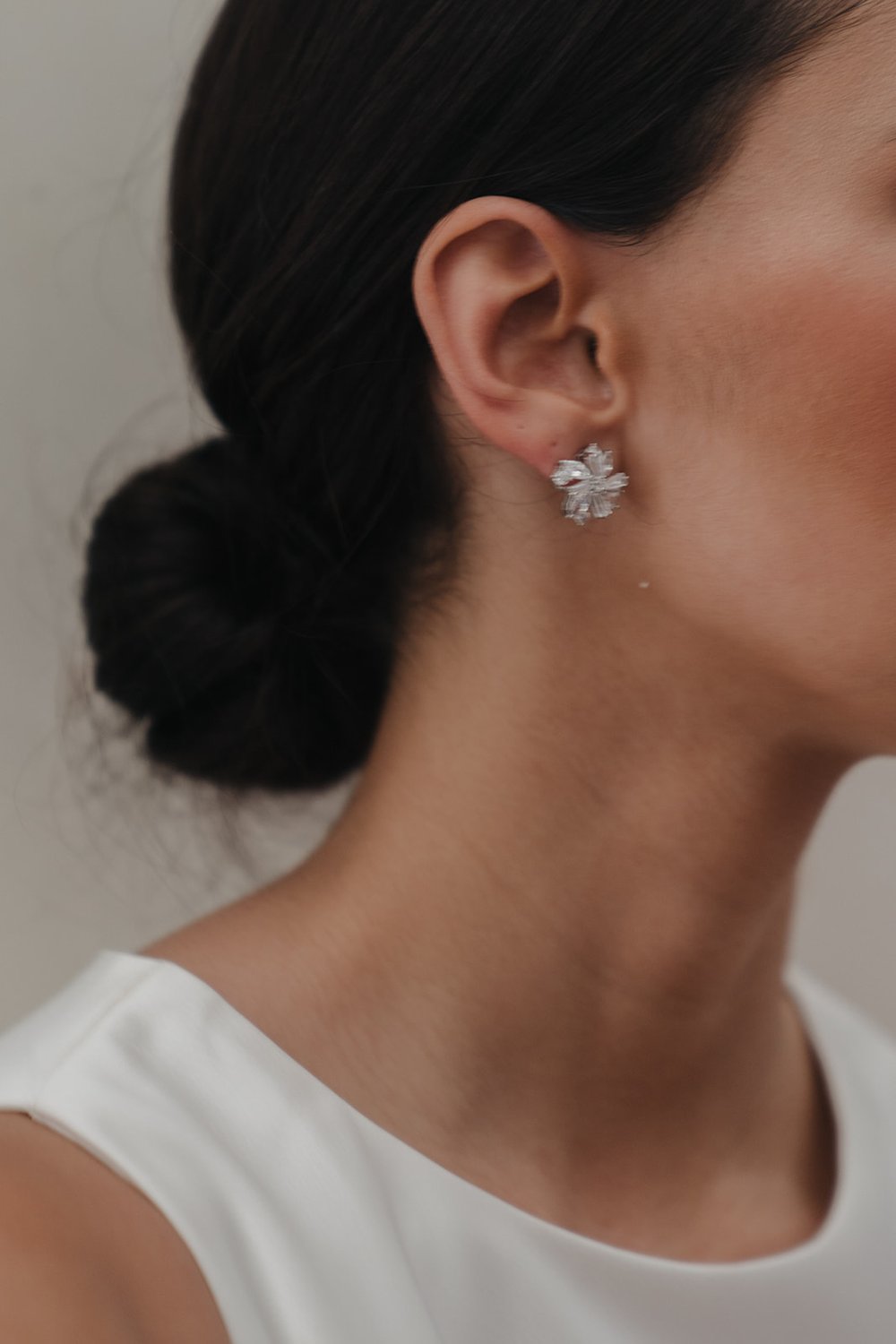 Jade Oi Lily | 18K White Gold Rhinestone Starburst Stud Bridal Earrings
