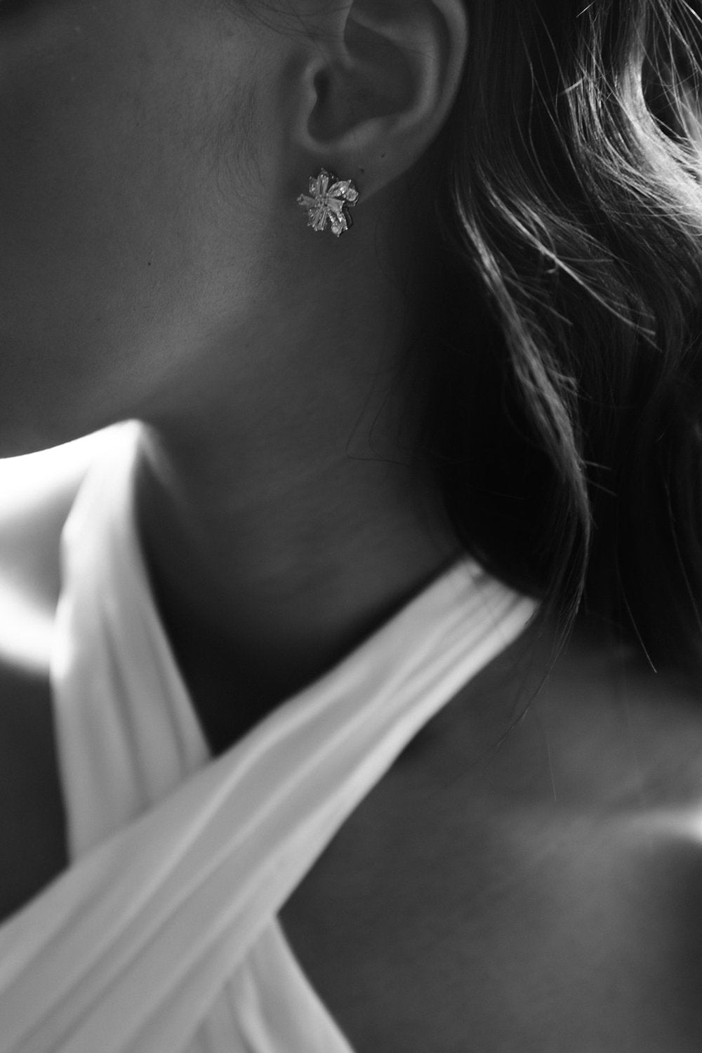 Jade Oi Lily | 18K White Gold Rhinestone Starburst Stud Bridal Earrings