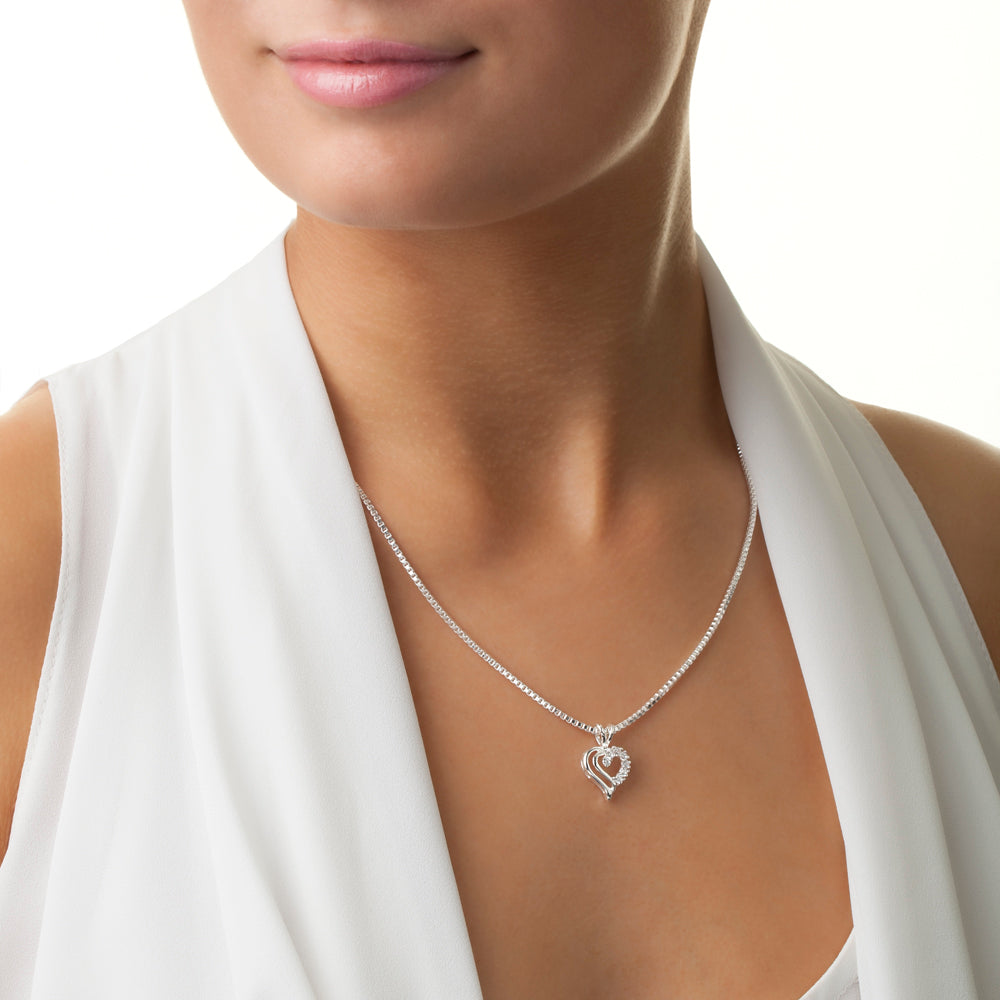 Newbridge Silverware Necklace With Double Heart CZ Pendant