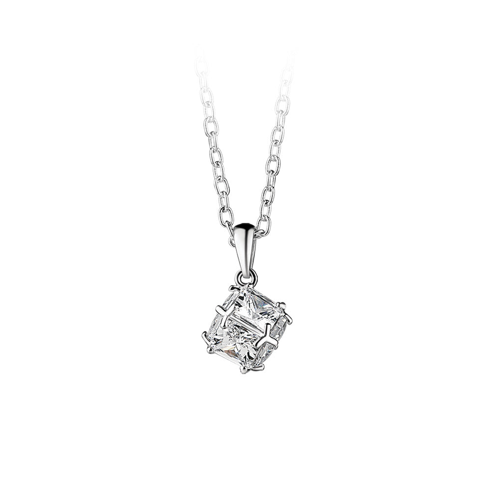 Newbridge Silverware Necklace with Square Drop Clear Stone