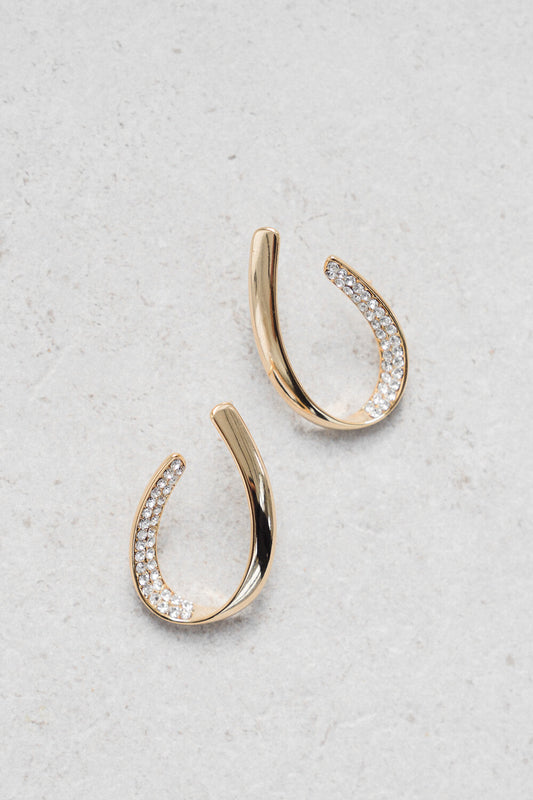 Allegra | 18K Gold Hoop Rhinestone Bridal Earrings