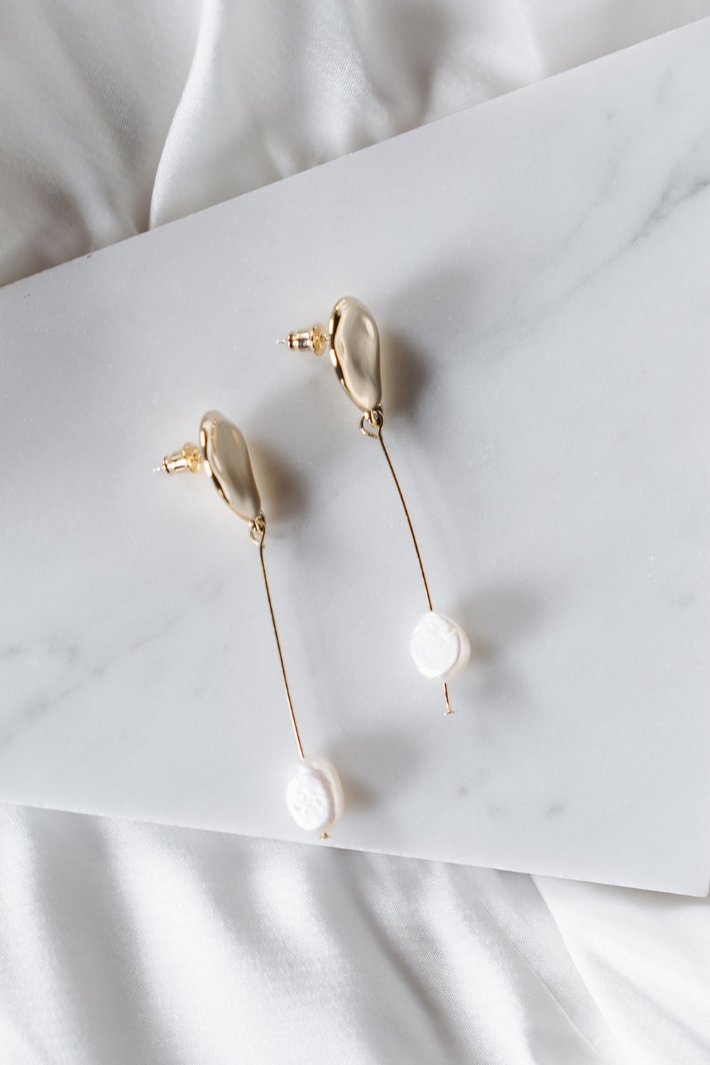 Jade Oi Maia | 14K Gold Drop Pearl Bridal Earrings