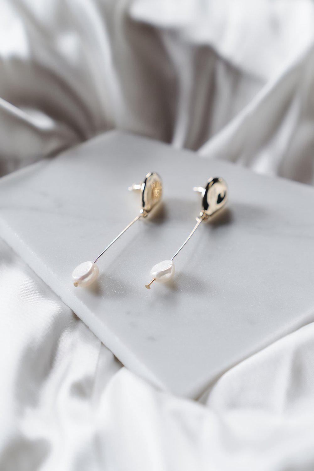 Jade Oi Maia | 14K Gold Drop Pearl Bridal Earrings