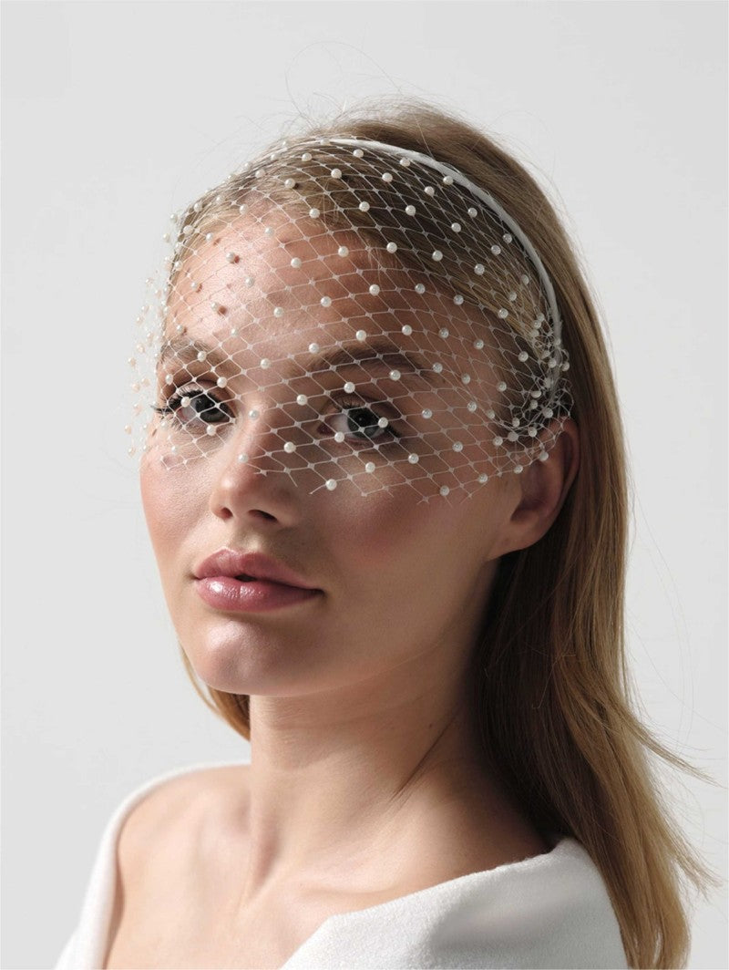 Poirier Swarovski Pearl Birdcage Veil BB-554