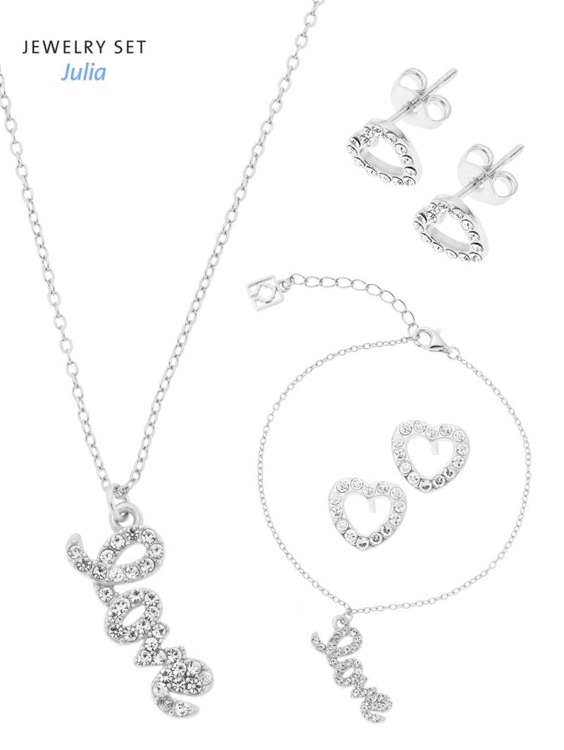 JS-009 Julia Silver Necklace bracelet & earrings set